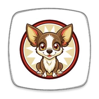Chihuahua Dog Colorful Kawaii Cartoon Clipart Pet - Square fridge magnet - white - Front
