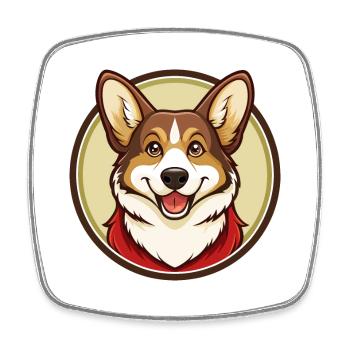 Corgi Dog Colorful Kawaii Cartoon Character Pet - Square fridge magnet - white - Front