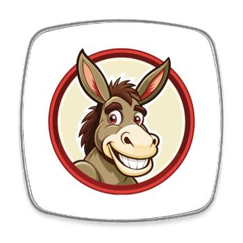 Donkey Colorful Kawaii Cartoon Character Clipart - Square fridge magnet - white - Front