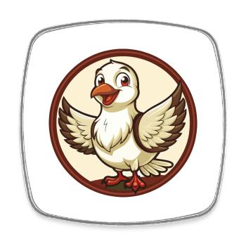 Taube Bunt Kawaii Cartoon Figur Clipart Haustier - Viereckiger Kühlschrankmagnet - Weiß - Vorne