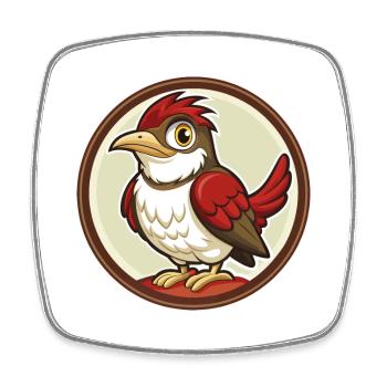 Cuckoo Bird Colorful Kawaii Cartoon Character Pet - Square fridge magnet - white - Front