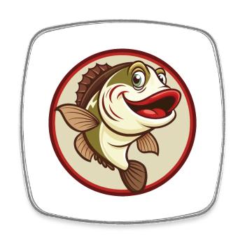Fish Colorful Kawaii Cartoon Character Clipart Pet - Square fridge magnet - white - Front