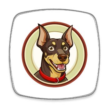 German Pinscher Dog Kawaii Cartoon Character Pet - Square fridge magnet - white - Front