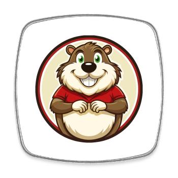 Groundhog Colorful Kawaii Cartoon Character Pet - Square fridge magnet - white - Front
