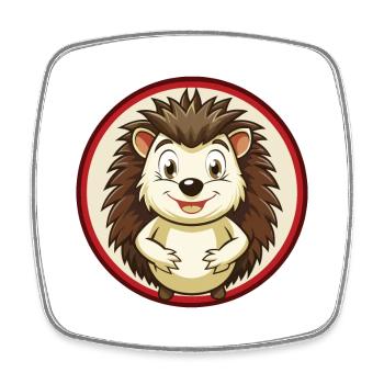Igel Bunte Kawaii Cartoon Figur Clipart - Viereckiger Kühlschrankmagnet - Weiß - Vorne