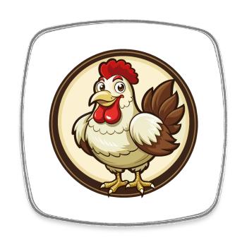 Poule coloré Kawaii dessin animé personnage Clipart Animal de compagnie - Magnet carré - blanc - Devant
