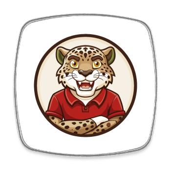Jaguar Bunte Kawaii Cartoon Figur Clipart - Viereckiger Kühlschrankmagnet - Weiß - Vorne