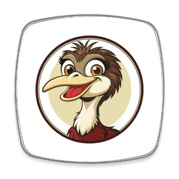 Emu coloré Kawaii Dessin animé Personnage Clipart Animal de compagnie - Magnet carré - blanc - Devant
