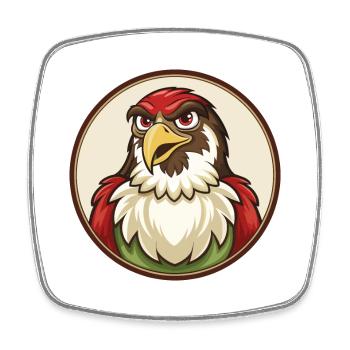 Falcon Colorful Kawaii Cartoon Character Clipart - Square fridge magnet - white - Front