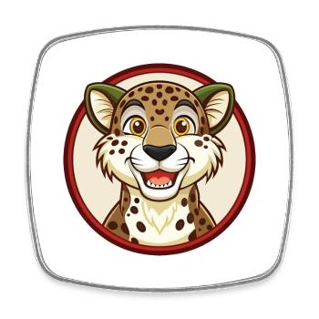 Cheetah Colorful Kawaii Cartoon Character Clipart - Square fridge magnet - white - Front