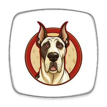 Deutsche Dogge Hund Bunte Kawaii Zeichentrickfigur - Viereckiger Kühlschrankmagnet - Weiß - Vorne
