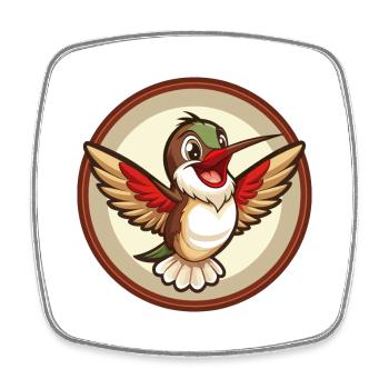 Colibri coloré Kawaii personnage de dessin animé animal de compagnie - Magnet carré - blanc - Devant