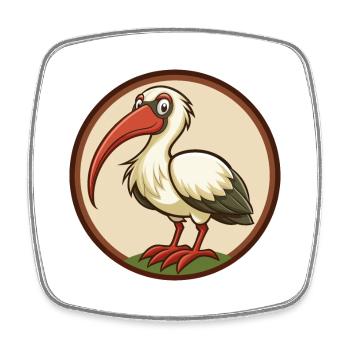 Ibis Colorful Kawaii Cartoon Character Clipart Pet - Square fridge magnet - white - Front