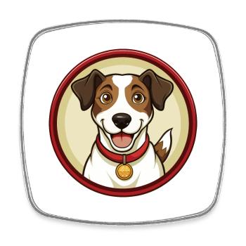 Jack Russell Terrier Hund Kawaii Cartoon Clipart - Viereckiger Kühlschrankmagnet - Weiß - Vorne