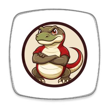 Komodo Dragon Colorful Kawaii Cartoon Clipart Pet - Square fridge magnet - white - Front