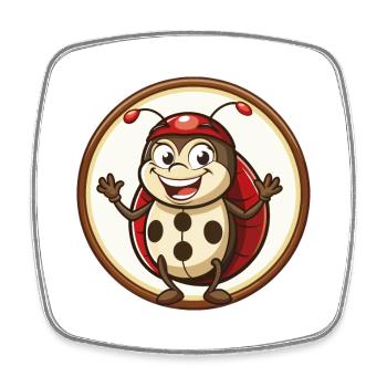 Ladybug Colorful Kawaii Cartoon Character Clipart - Square fridge magnet - white - Front