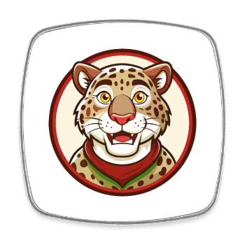 Leopard Colorful Kawaii Cartoon Character Clipart - Square fridge magnet - white - Front
