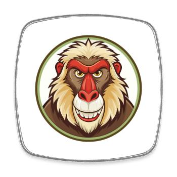 Mandrill coloré Kawaii Dessin animé Personnage Clipart - Magnet carré - blanc - Devant
