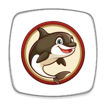 Orca Bunte Kawaii Cartoon Figur Clipart Haustier - Viereckiger Kühlschrankmagnet - Weiß - Vorne