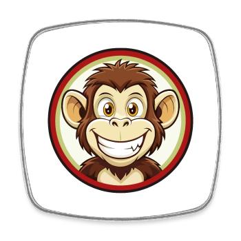 Monkey Colorful Kawaii Cartoon Character Clipart - Square fridge magnet - white - Front