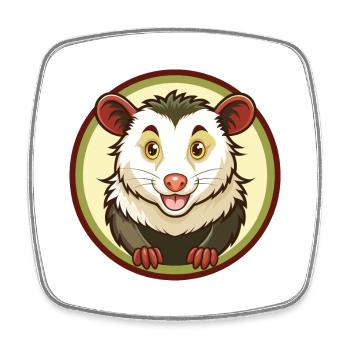 Opossum coloré Kawaii Dessin animé Personnage Clipart - Magnet carré - blanc - Devant