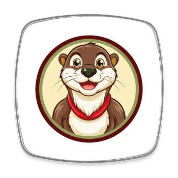loutre coloré kawaii dessin animé personnage clipart - Magnet carré - blanc - Devant