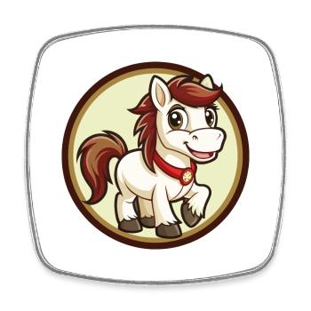 Pony Bunt Kawaii Cartoon Charakter Clipart Haustier - Viereckiger Kühlschrankmagnet - Weiß - Vorne