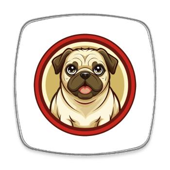 Carlin chien coloré Kawaii dessin animé Personnage Clipart - Magnet carré - blanc - Devant