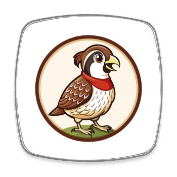 Quail Colorful Kawaii Cartoon Character Clipart - Square fridge magnet - white - Front