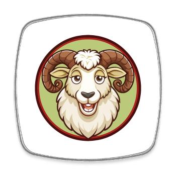 Ram coloré Kawaii dessin animé Personnage Clipart Animal de compagnie - Magnet carré - blanc - Devant