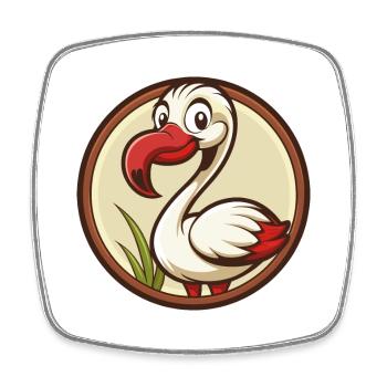 Flamingo Colorful Kawaii Cartoon Character Clipart - Square fridge magnet - white - Front