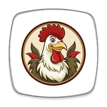 Rooster Colorful Kawaii Cartoon Character Clipart - Square fridge magnet - white - Front