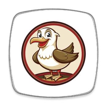 Möwe Bunte Kawaii Cartoon Charakter Clipart - Viereckiger Kühlschrankmagnet - Weiß - Vorne