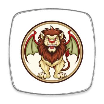 Manticore Coloré Kawaii Dessin Animé Personnage Animal de compagnie - Magnet carré - blanc - Devant