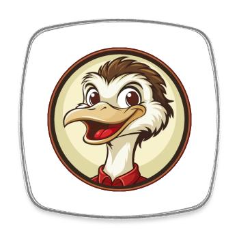 Ostrich Colorful Kawaii Cartoon Character Clipart - Square fridge magnet - white - Front