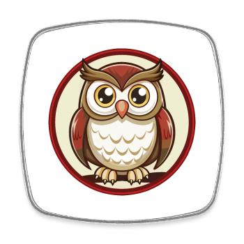 Owl Colorful Kawaii Cartoon Character Clipart Pet - Square fridge magnet - white - Front