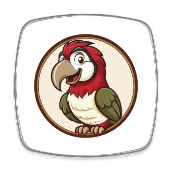 Parrot Colorful Kawaii Cartoon Character Clipart - Square fridge magnet - white - Front