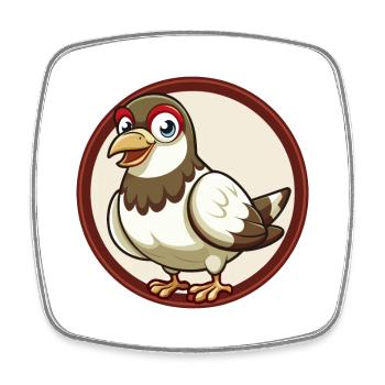 Taube Bunte Kawaii Cartoon Figur Clipart - Viereckiger Kühlschrankmagnet - Weiß - Vorne