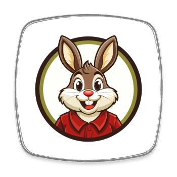 Lapin coloré Kawaii Dessin animé Personnage Clipart - Magnet carré - blanc - Devant