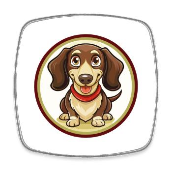 Dackel Hund Bunt Kawaii Cartoon Clipart Haustier - Viereckiger Kühlschrankmagnet - Weiß - Vorne