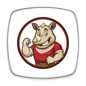 Rhino Colorful Kawaii Cartoon Character Clipart - Square fridge magnet - white - Front