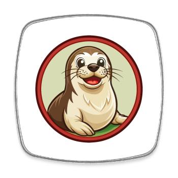 phoque coloré Kawaii dessin animé personnage Clipart Animal de compagnie - Magnet carré - blanc - Devant