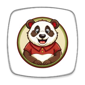 Panda Bunte Kawaii Cartoon Figur Clipart - Viereckiger Kühlschrankmagnet - Weiß - Vorne
