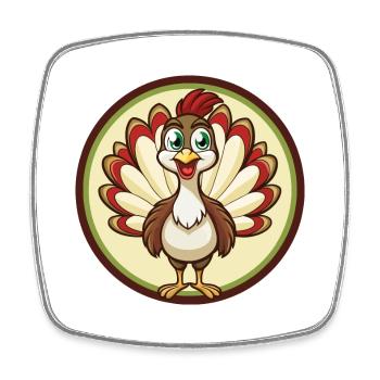 Peacock Colorful Kawaii Cartoon Character Clipart - Square fridge magnet - white - Front