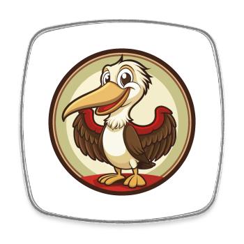 Pelican Colorful Kawaii Cartoon Character Clipart - Square fridge magnet - white - Front