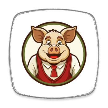 Cochon Coloré Kawaii Dessin Animé Personnage Clipart Animal de compagnie - Magnet carré - blanc - Devant
