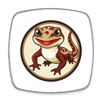 Salamander Bunte Kawaii Cartoon Figur Haustier - Viereckiger Kühlschrankmagnet - Weiß - Vorne