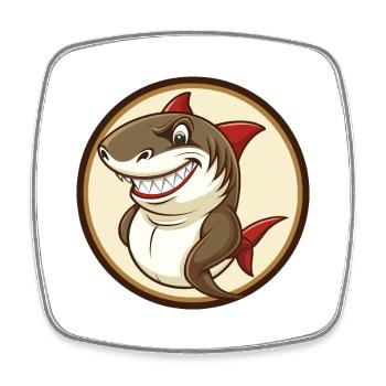 Shark Colorful Kawaii Cartoon Character Clipart - Square fridge magnet - white - Front