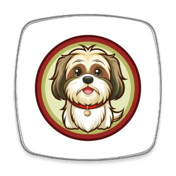 Shih Tzu Chien Coloré Kawaii Dessin Animé Personnage Animal de compagnie - Magnet carré - blanc - Devant