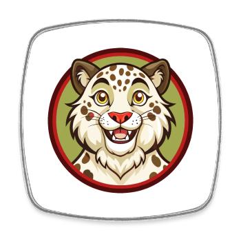 Snow Leopard Colorful Kawaii Cartoon Character Pet - Square fridge magnet - white - Front